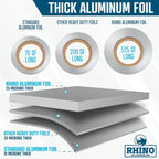 Rhino Aluminum Foil Heavy Duty - 18 x 525 sf, 25 Microns Thick (Pack of 2) Foil Aluminum Roll - Commercial Grade & Extra Thick, Strong Enough for Food Service Industry