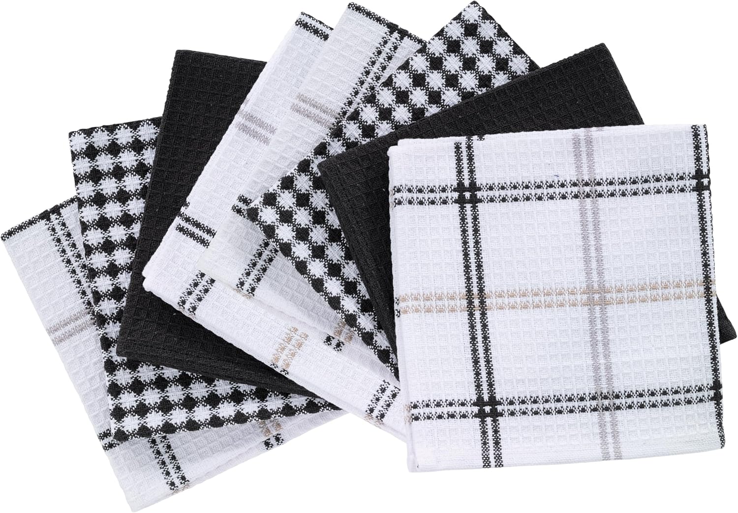 T-fal Premium Waffle Dish Cloths (8-Pack), 12"x13" Highly Absorbent, Super Soft Long Lasting 100% Cotton Flat Waffle Dish Towel for Washing Dishes, Neutral