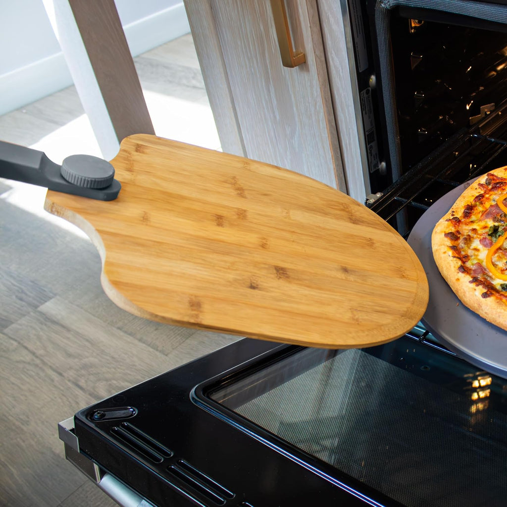 Old Stone Pizza Making Kit, Includes 15-inch Round Glazed Pizza Stone, Bamboo Pizza Peel, and Pizza Cutter
