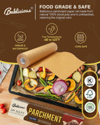 Unbleached Parchment Paper Roll for Baking, 13 in x 242 Ft, 249 Sq.Ft, Baklicious Non-stick Baking Parchment Paper for Baking, Cookies, Bread, Oven, Air Fryer, Steamer, Baking paper