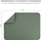 Bellemain XXL Dish Mat 24" x 17" ( LARGEST MAT ) Microfiber Dish Drying Mat , Super absorbent ( Green )