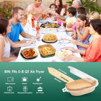 300 Pcs Air Fryer Paper Liners, 8" Square Air Fryer Liners Disposable, Heavy-duty Parchment Paper for 5-8 qt Airfryer Basket, Non-Stick & Grease Proof Baking Liner for Oven Pan