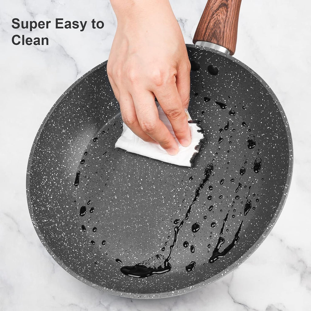 Granite Pots and Pans Set Non Stick, 11 Piece Die-Cast Induction Cookware Set, Nonstick Kitchen Cooking Set w/Frying Pans & Saucepans(PFOS,PFOA,PFAS,PTFE Free)