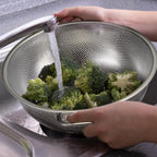 Bokon 3 Pcs Stainless Steel Colander Set Colander Bowl and Sieves 1/3/5 Quart Metal Mesh Strainer Net Basket with Handles Food Spaghetti Strainer for Kitchen Draining Pasta Rinsing(Silver)