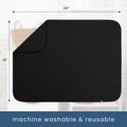 S&T INC. Dish Drying Mat XL, 18” x 24”, Absorbent Microfiber Kitchen Counter Mat, Dish Drying Pad for Dishes, Utensils, Pots and Pans, Extra Large, Black