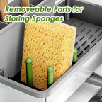 Stainless Steel Sink Caddy, Sponge Holder for Kitchen Sink with Brush Holder & Dishcloth Rack, Rustproof Sink Organizer Countertop, Soap Dispenser Kitchen Organizers Storage Essentials (Gray)