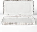 4-Pack 14" x 7" White Serving platter Set, Reusable Farmhouse Melamine Serving Platters for Cookie, Appetizer, Charcuterie, Snack, Party Food Display - Stackable Kitchen CounterTop Tray.