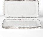 4-Pack 14" x 7" White Serving platter Set, Reusable Farmhouse Melamine Serving Platters for Cookie, Appetizer, Charcuterie, Snack, Party Food Display - Stackable Kitchen CounterTop Tray.