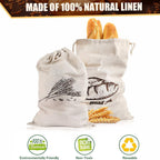 Augshy Linen Bread Bags for Homemade Bread Container, 4 Pcs 17.5 X11.5 Inches Unbleached & Reusable Bread Storage, Natural Large Storage for Artisan Bread
