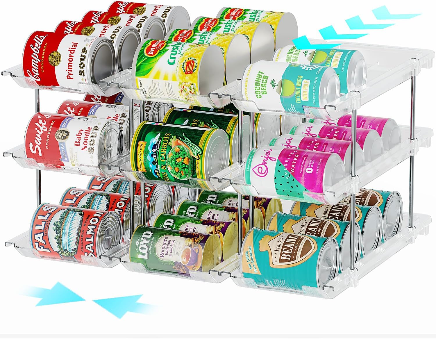 Can Organizer for Pantry, 3 Tiers Can Storage Rack, up to 36 Cans Food Holders for Fridge, Cabinet and Pantry Organization