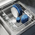 JASIWAY Dish Drying Rack in Sink, Small Dish Drainers for Inside Sink, Over The Sink Dish Racks, Stainless Steel Drying Rack with Utensil Holder, White