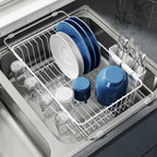JASIWAY Dish Drying Rack in Sink, Small Dish Drainers for Inside Sink, Over The Sink Dish Racks, Stainless Steel Drying Rack with Utensil Holder, White