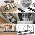 Expandable Food Storage Container Lid Organizers, 22" Pots and Pans Organizer Under Cabinet with 9 Adjustable Dividers Pot and Pan Lid Holders Rack Inside Cabinet(Gray,1 Pack)