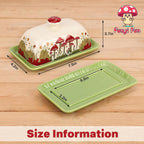 Fungi Fun Mushroom Butter Dish With Lid – Cute Cottagecore Ceramic Storage Container, Vintage French Covered Tray, Boho Farmhouse Kitchen Decor Gift, Unique Countertop Holder (White, Standard)