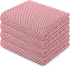 Homaxy 100% Cotton Waffle Weave Kitchen Dish Towels, Ultra Soft Absorbent Quick Drying Cleaning Towel, 13 x 28 Inches, 4-Pack, Dried Rose