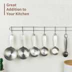 Measuring Cups and Spoons Set,With 5 Stainless Steel Measuring Cups and 5 measuring spoons and Measure Ingredient Leveler and 2 rings. (siliver)