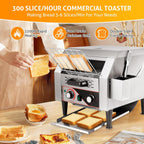 WICHEMI Commercial Toaster 300 Slices/Hour Commercial Conveyor Toaster Electric Stainless Steel Heavy Duty Toasters for Restaurant Bun Bagel Bread, 2200W