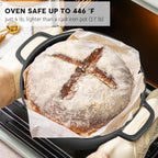 Nonstick Dutch Oven Pot with Lid-5 QT Cast Aluminum Oven Pot with Two Handles Lightweight for Bread Baking Braising and Roasting(Black)