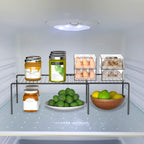 Redrubbit Expandable Metal Rustproof Kitchen Counter and Shelf Rack, 4 Piece Set of 2, Space Saver for Kitchen, Fridge, Bathroom