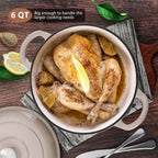 E-far 6 Quart Enameled Cast Iron Dutch Oven, Round Dutch Oven Pot with Lid, Nonstick Cookware for Braising/Stews/Roasting/Bread Baking/Cooking, Heavy Duty, Induction & Oven Safe - Khaki