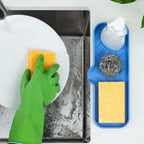 Zulay Kitchen Large Silicone Sponge Holder (12x4) – Flexible Sink Organizer Tray for Kitchen & Bathroom – Multipurpose Soap Dish for Sponges, Makeup, Trinkets & More (Provence Blue)