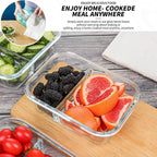 KOMUEE 10 Packs 30oz Glass Meal Prep Containers 2 Compartments,Glass Food Storage Containers with Lids,Airtight Glass Lunch Bento Boxes,Oven,Freezer and Dishwasher Safe, Green