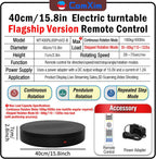 15.8In Remote Motorized Electric Turntable Rotating Display Stand Rotating Platform Photography Turntable motorized lazy susan base giratoria para for Photography,3D Scanner,(Load Range:132~400lbs)