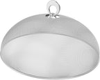 Hemoton Stainless Steel Mesh Dome Food Cover Protector, Round Mesh Screen Food Tent for Kitchen, Outdoor, Picnic, Reusable, Large, Black, 15.7-Inch (Silver L)