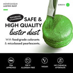 MONÉGASQUE Green Edible Glitter for Drinks 15g – Halloween Edible Glitter for Cakes & Cocktails – Luster Dust for Drinks & Cake Decorating – Cocktail Drink Shimmer Powder – Green Food Coloring Spray