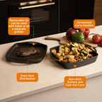 Bruntmor 2-in-1 Pre-Seasoned Cast Iron Dutch Oven and Grill Pan with Dual Handles - 11-Inch Non Stick Square Casserole Dish with Lid - Cast Iron Cookware for Braising, Crock Pot and Oven Safe Skillet
