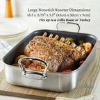 Hestan Provisions – 16.5" Classic Clad Nonstick Roasting Pan with Stainless Steel Rack