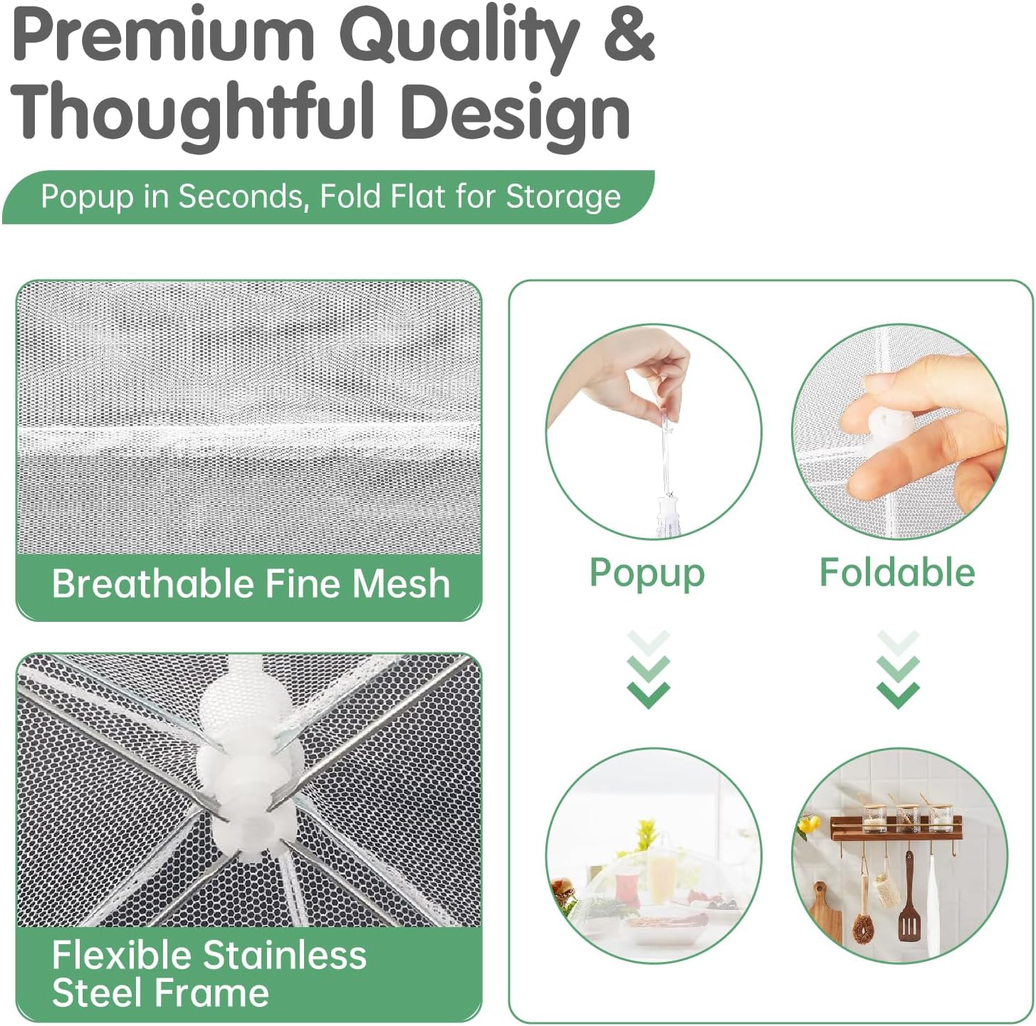 6 Pack Food Covers for Outside Mesh, 2 XL 40x25 inch + 4 L 17x17 inch Popup Foldable Outdoor Food Tents, Screen Net to Keep Bugs Flies Away for Picnic BBQ Camping Party Supplies