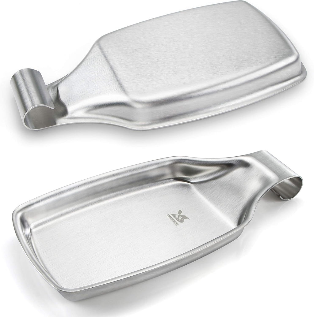 MSY BIGSUNNY Spoon Rest for Stove Top, 304 Stainless Steel Cooking Utensils Spatula Rest for Kitchen Counter, 2 Pack