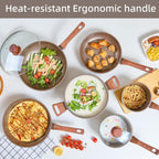 12Pcs Pots and Pans Set, Nonstick Cookware Sets, Non Stick Pots and Pan Set with Frying Pans, Saucepans, Steamer Silicone Shovel Spoon