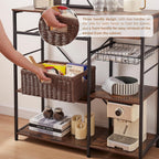 OIAHOMY Wicker Basket, Paper Shelf Basket with Built-in Handles, Rectangular Wicker Storage Bin for Pantry, Shelves, 1 Pack-Brown