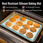 Silicone Baking Mat with 10 Useful Recipes, Non Stick Pastry Mat for Dough Rolling, Macaron Baking Sheet for Cookie, Pizza, Bread, Fondant Mat, Silicone Sheet for Dough Rolling out