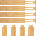 Bamboo Drawer Dividers Organizer with Inserts, Expandable from 12.5-21.7", Adjustable Drawer Organizer Separators for Utensils, Dresser, Bedroom, Bathroom, Closet, Clothing, Office (Beige)