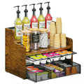 Coffee Pod Holder with Drawer & Dividers, 4-Tier Wood K Cup Organizer for Countertop, Coffee Bar Organizer Storage Box, Coffee Station Organizer for Kitchen Coffee Station