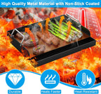 Nonstick Grill Griddle for Most Gas Grill 17" x 13" Universal Flat Top Cooking Plate Insert for Charcoal/Gas/Electric Oven with Grease Groove and Removable Handles
