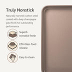Nonstick 9x13 inch Quarter Baking Sheet Set of 2 | PFOA & BPA Free Non Toxic 13x9 inches Cookie Sheets | Best Non stick Cooking Pans, Small Tray for Toaster Oven | Nontoxic Baking Pan 9 x 13