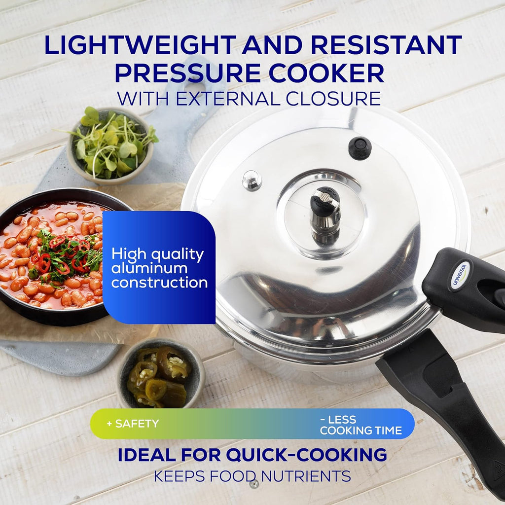 Universal (3.7 Quart / 3.5 Liter) Small Anti-Rust Ultra Pressure Cooker, Aluminum Pressure Cooker for 4 Servings, Even Heat Distribution, Diameter 9.4 inches, Height 7 inches