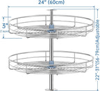 24" Lazy Susan Turntable for Cabinet - Corner Cabinet Organizer for Kitchen, Full Circle Corner Cabinet Lazy Susan Replacement Shelves Rotating Rack for Corner Base