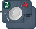 Cuisinart Dish Drying Mats for Kitchen Counter - (2) 18" x 24" Ultra Absorbent Dish Drying Mat XL - Foldable, Machine Washable, Fast Drying Dish Mat (Geostripe)
