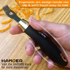 Zester Grater & Channel Knife Kitchen Bar Tool Set for Parmesan Cheese Lemon Garlic Nutmeg Chocolate Citrus Cucumber Radish Ginger Crushed Scraping Rubber Ergonomic Curved Handle Black