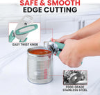 Zulay Kitchen Heavy Duty Stainless Steel Manual Can Opener – Ergonomic Soft Grip Handles, Smooth Edge Cutting Wheel & Large Built In Bottle Opener – Easy Turn Knob for Effortless Use - Mint