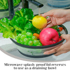 10.7 Inch Microwave Food Cover with Heat Insulation Mat, Anti-Scald Collapsible Microwave Splatter Cover, Multi-Functional as Colander & Fruit Plate, Dishwasher Safe, Ideal for Meal Prep (Transparent)
