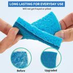 HOMERHYME Non-Scratch Cellulose Scrub Sponges 12 Pack, Sponges Kitchen with Double-Side & Ergonomic Design for Dishes, Coated Cookware, Sink & Countertops.