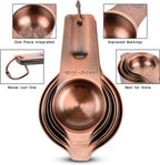 Copper Measuring Cups Set, 7-Piece Stainless Steel Measuring Cups Set, Metric&US Metal Measure Tools with 1/8, 1/4, 1/3, 1/2, 2/3, 3/4&1 Measure Cup for Dry & Liquid Ingredients During Baking