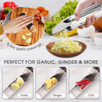 Garlic Press Stainless Steel - No Need to Peel Garlic Mincer & Crusher - 304 Inox, 7.34 Oz, Large Trough - Ergonomic Handle, Easy to Clean, Dishwasher Safe (2 Years Warranty)