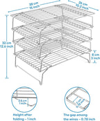 15IN x 10IN Cooling Baking Rack Set of 4, Leonyo 4-Tier Stackable Stainless Steel Wire Baking Cooking Racks Set for Cookie, Pizza, Cup Cake, Raised & Folding Feet